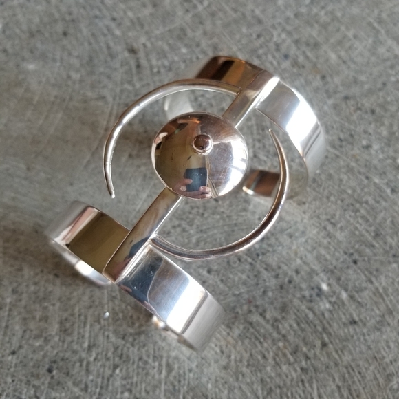 Sterling silver plated cuff bracelet ying yang - Picture 6 of 8